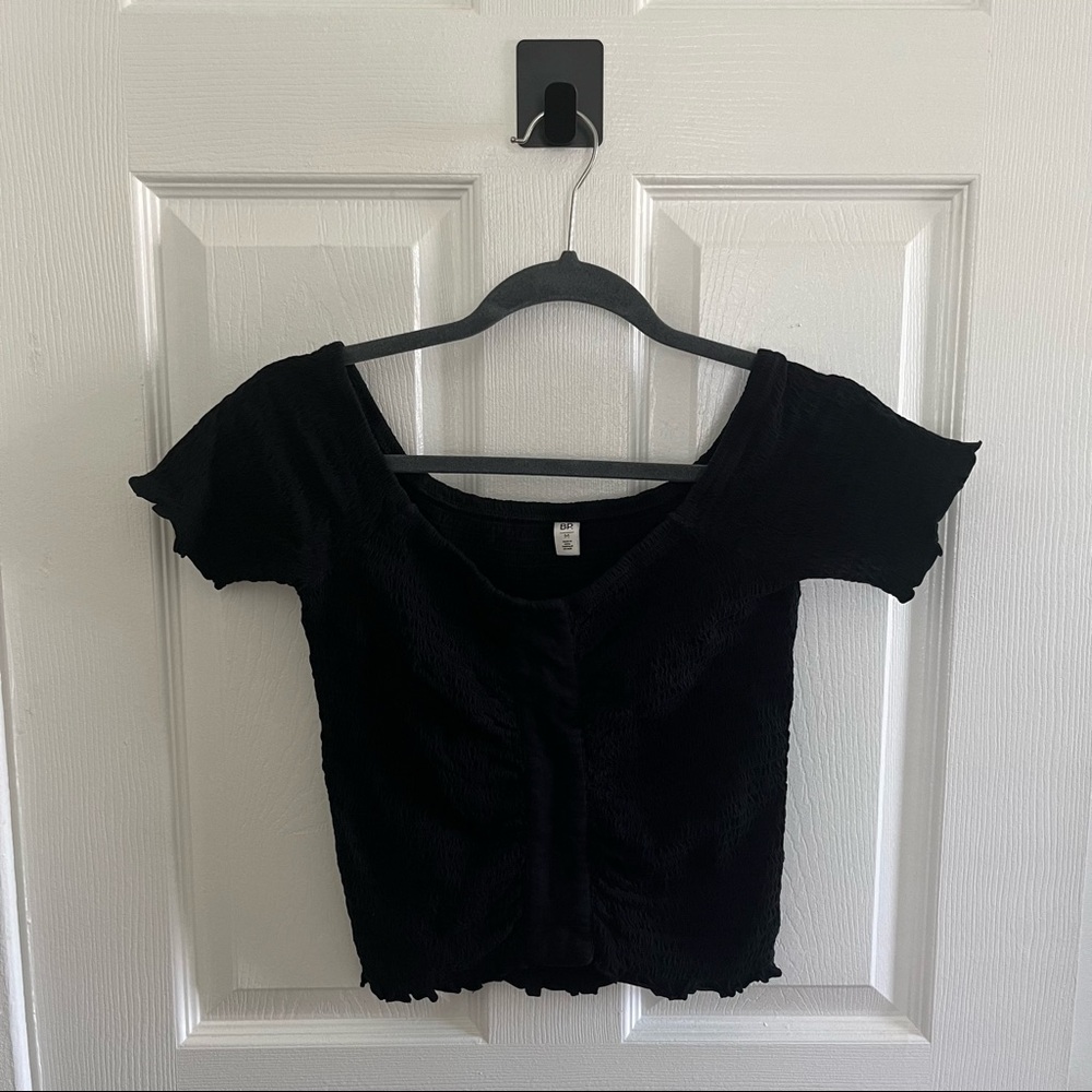 BP Smocked Flirty Off The Shoulder Top